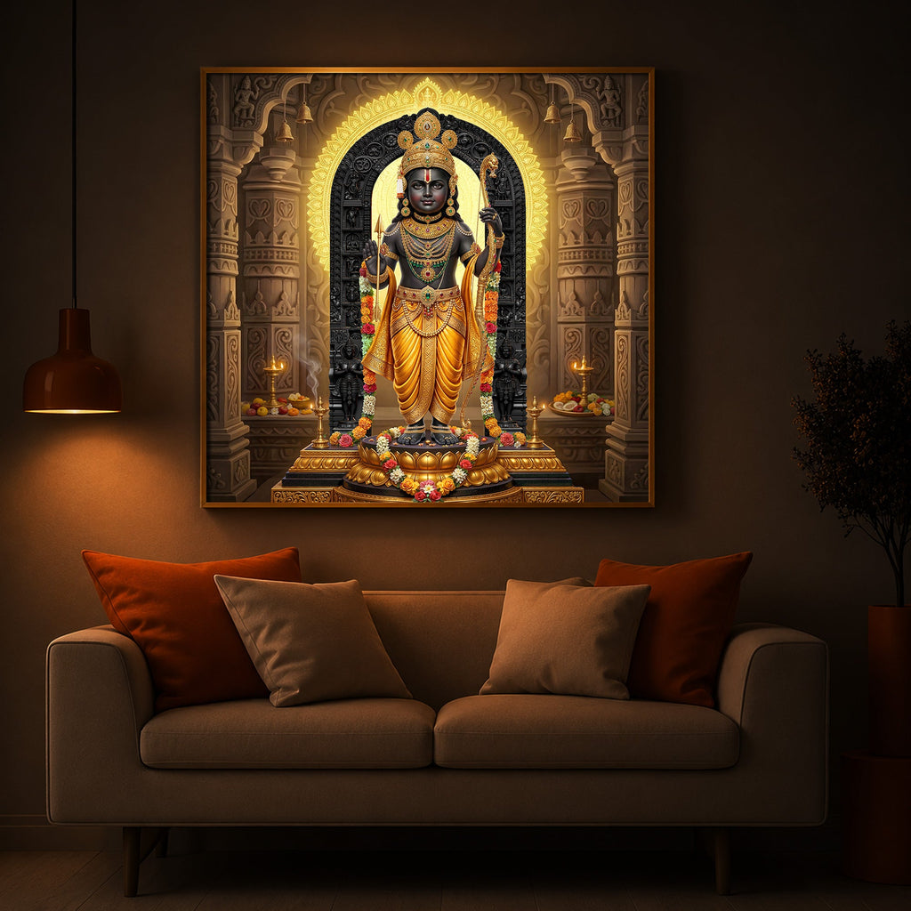 Shree Ram Modern Luxury Backlight Square Wall Art