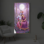 Loving Radha Krishna Modern Luxury Backlight Vertical Wall Art
