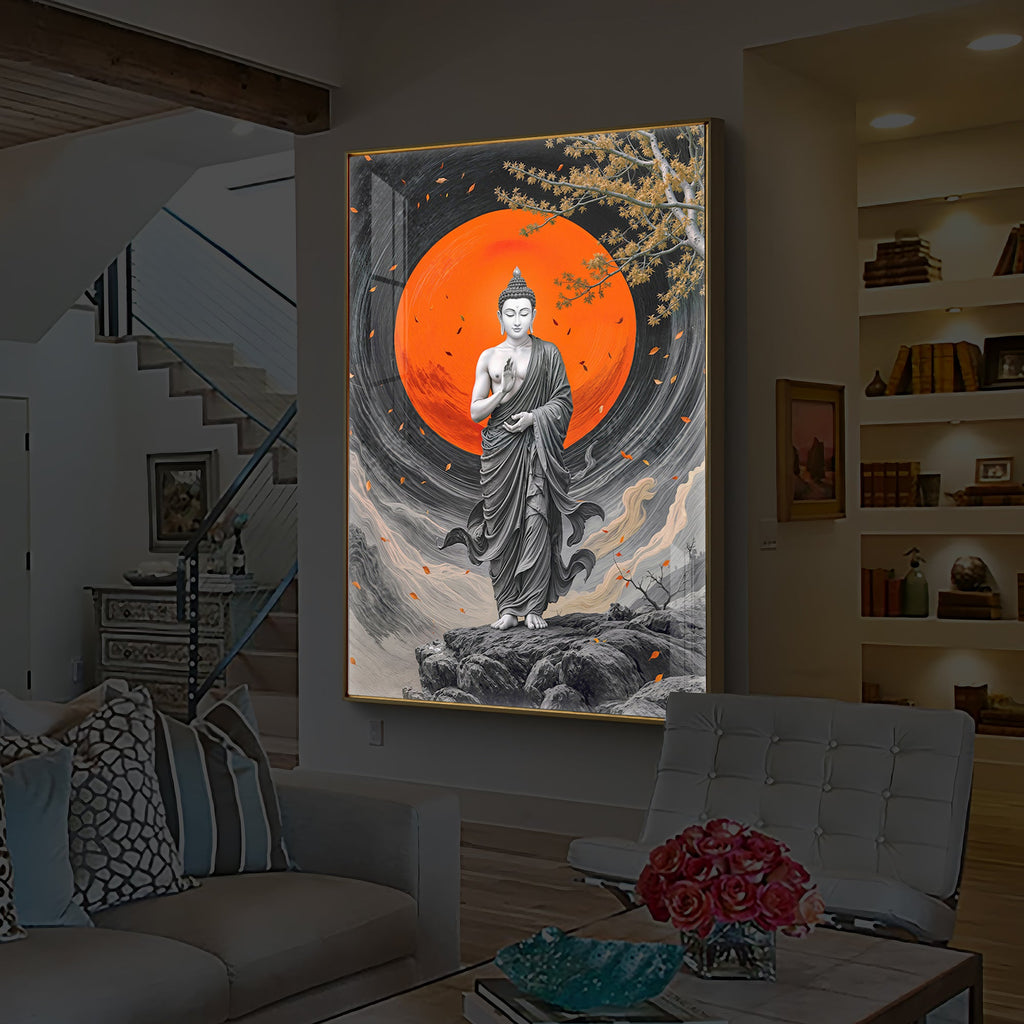 Buddhay Ji Modern Luxury Backlight Vertical Wall Art