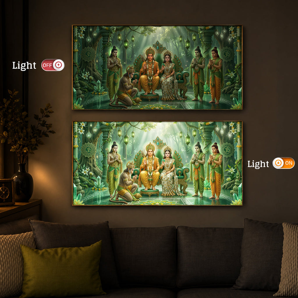 Siya Ram Ji Modern Luxury Backlight Horizontal Wall Art