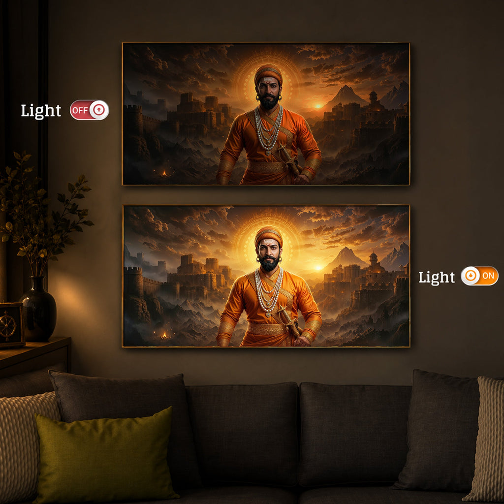 Chhatrapati Shivaji Maharaj Modern Luxury Backlight Horizontal Wall Art