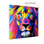 Ecstasy Lion Framed Canvas Print