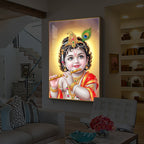 Lord baby Krishna Modern Luxury Backlight Vertical Wall Art