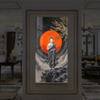 Namo Buddhay Modern Luxury Backlight Vertical Wall Art