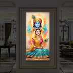 Radhe Krishna Modern Luxury Backlight Vertical Wall Art