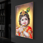 Lord baby Krishna Modern Luxury Backlight Vertical Wall Art