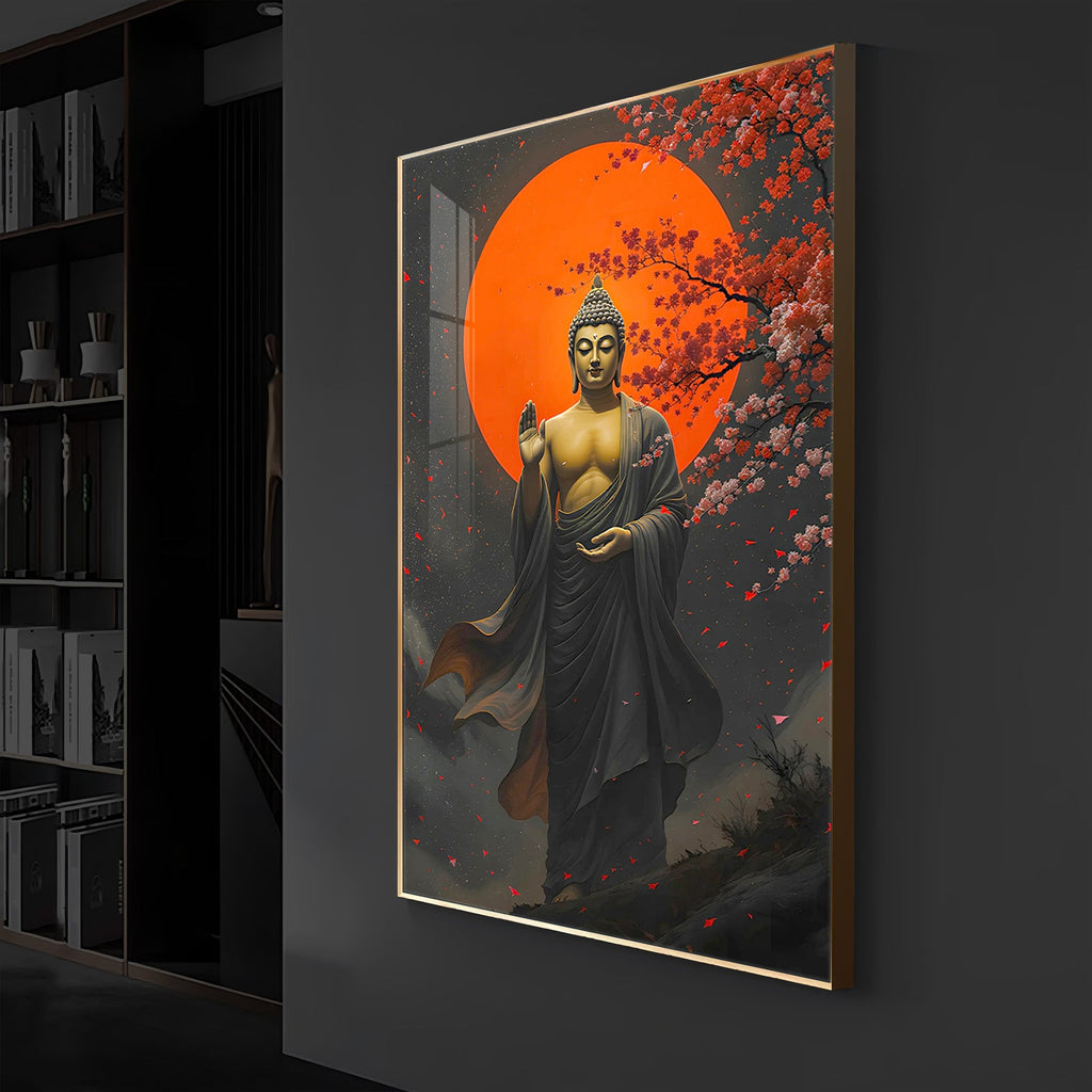Gautam Buddh Modern Luxury Backlight Vertical Wall Art