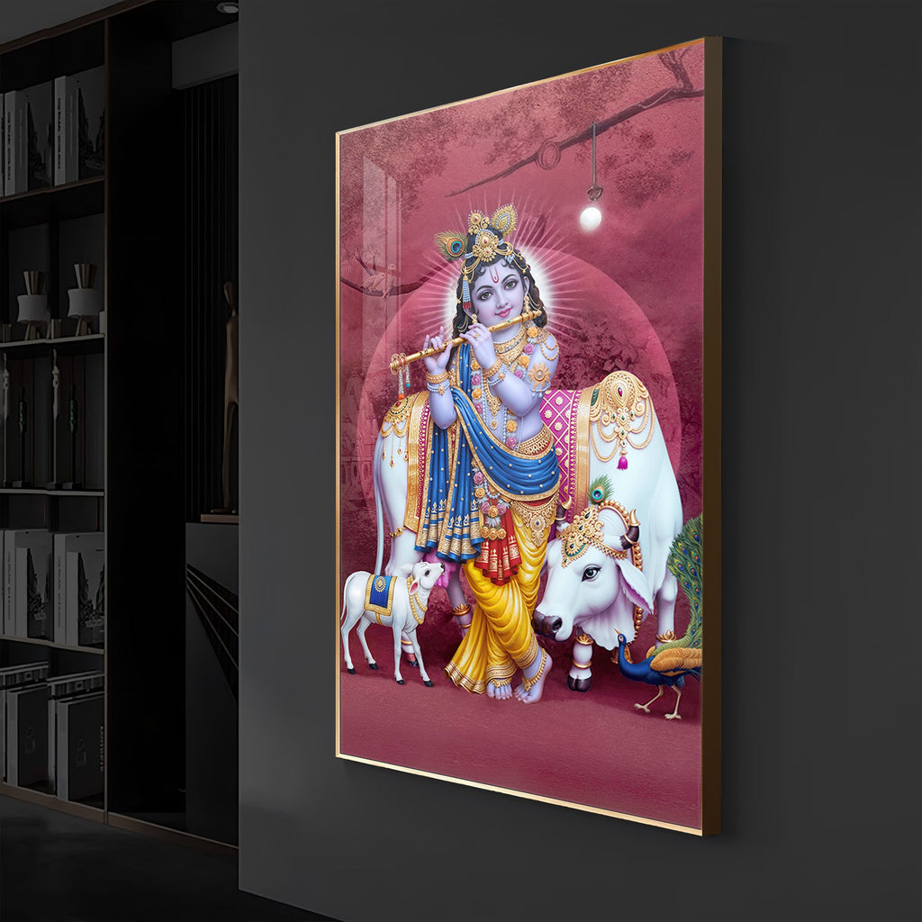 Shree Krishna Ji Modern Luxury Backlight Vertical Wall Art