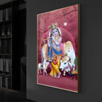 Shree Krishna Ji Modern Luxury Backlight Vertical Wall Art
