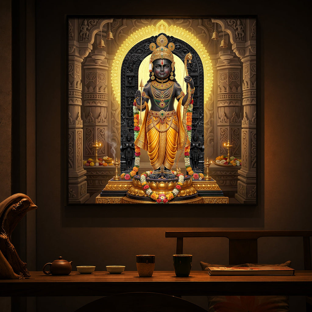 Shree Ram Modern Luxury Backlight Square Wall Art