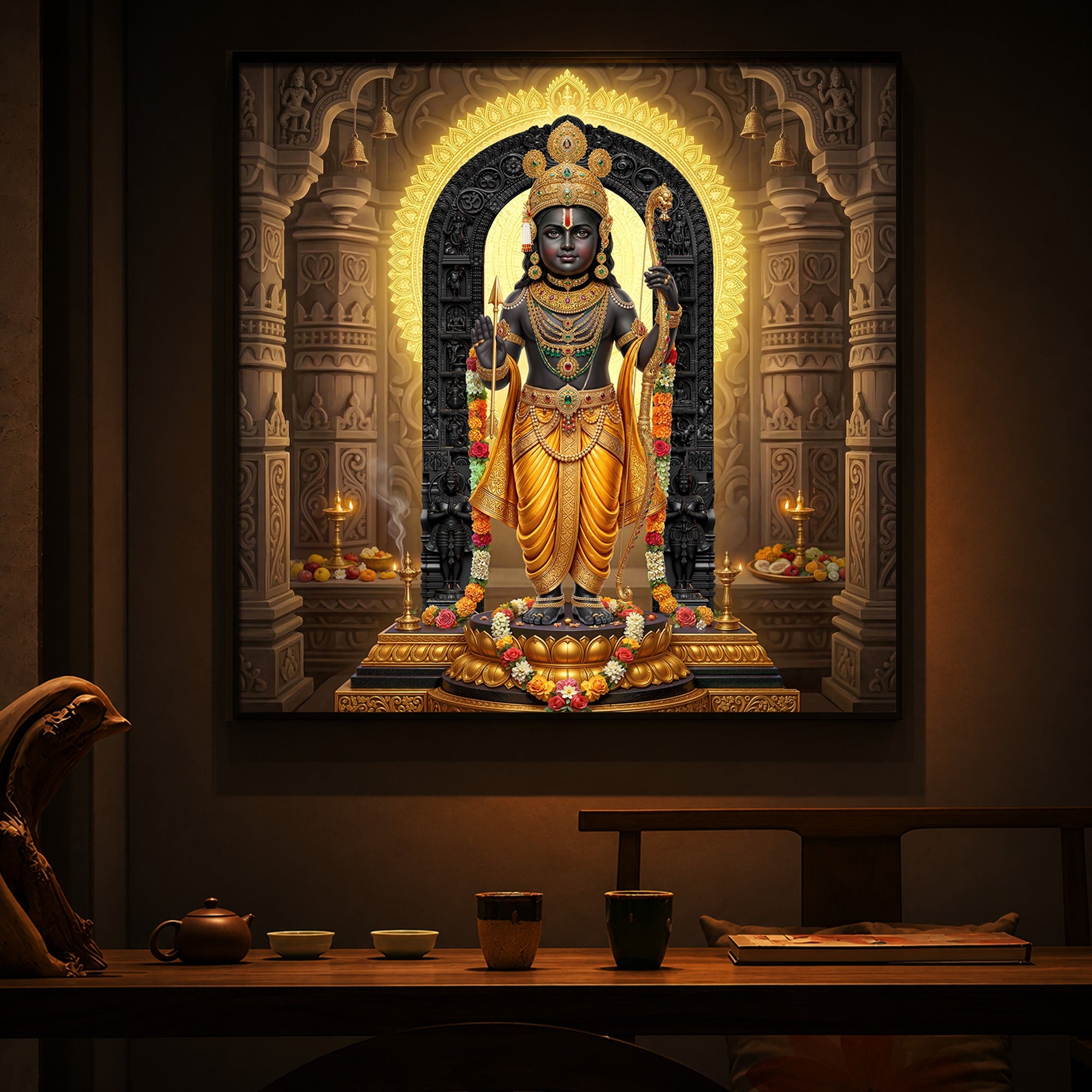 Shree Ram Modern Luxury Backlight Square Wall Art
