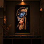 Hindu Deities Shri Radha Krishna Modern Luxury Backlight Vertical Wall Art