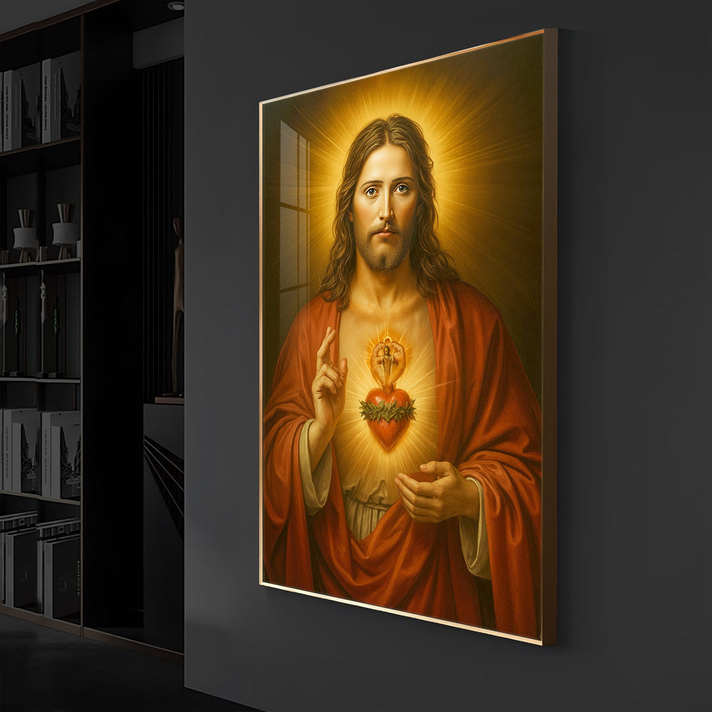 Heart Of Jesus Modern Luxury Backlight Vertical Wall Art