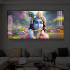 Krishna Ji Modern Luxury Backlight Horizontal Wall Art