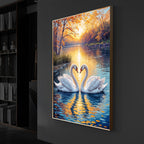 Romantic Swan Modern Luxury Backlight Vertical Wall Art