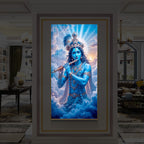 Lord Shri Krishna Modern Luxury Backlight Vertical Wall Art
