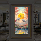 Beautiful Birds Modern Luxury Backlight Vertical Wall Art