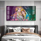 Colorful Radha Krishna Portrait Acrylic Wall Art Canvas For Elegant Interior