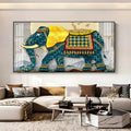Serene Elephant Illustration Acrylic Wall Art Canvas With Artistic Pattern