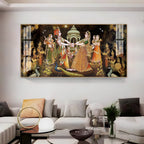 Radha Krishna Raas Leela Acrylic Wall Art Canvas With Devotional Hindu Spiritual Scene