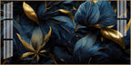 Modern Blue Gold Flower Acrylic Wall Art Canvas With Elegant Nature Theme