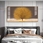 Modern Golden Tree Acrylic Wall Art Canvas With Elegant Nature And Luxury Finish