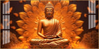 Elegant Buddha Acrylic Wall Art Canvas With Golden Lotus And Spiritual Meditation Design
