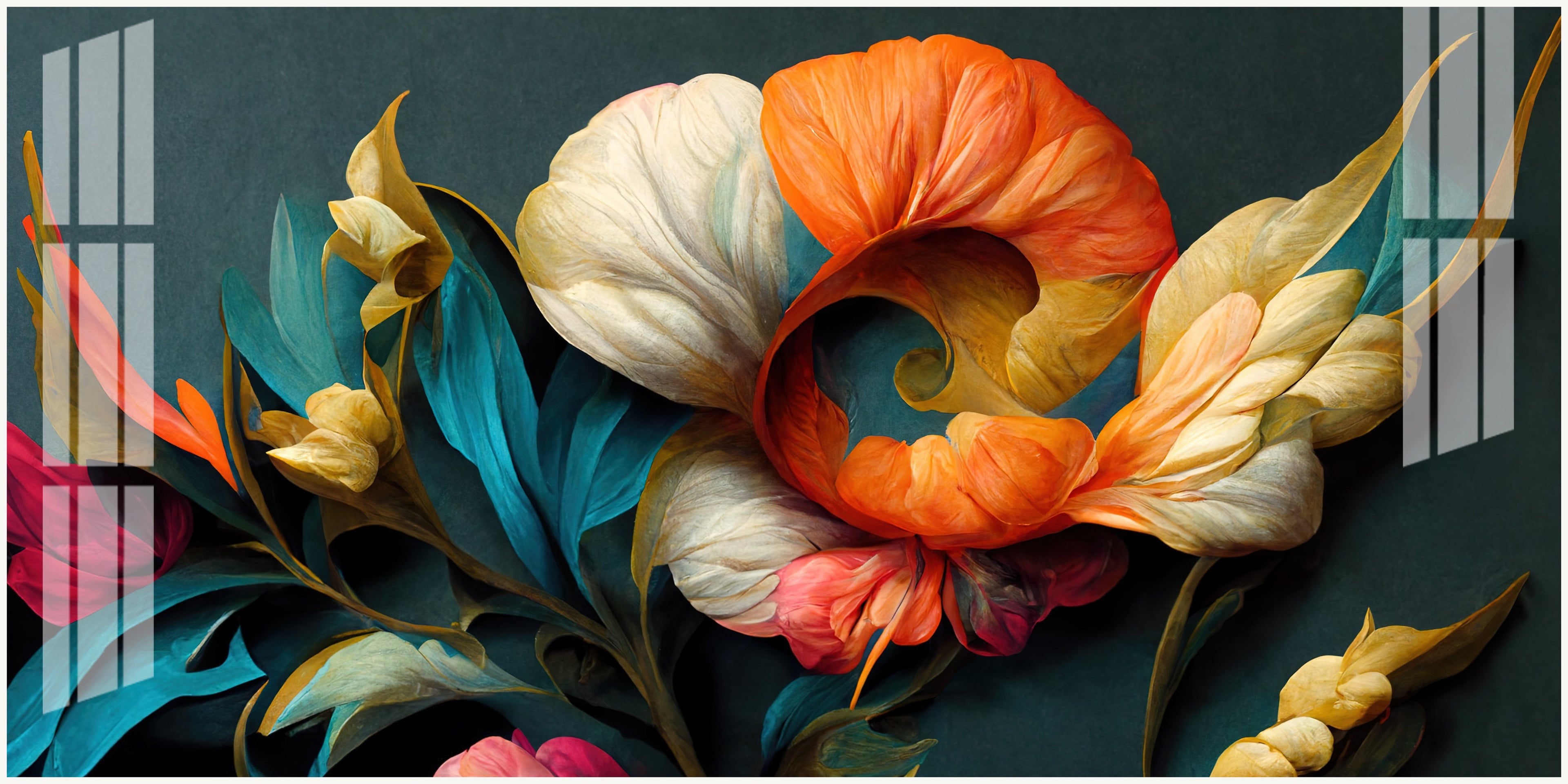 Stylish Floral Acrylic Wall Art Canvas With Colorful Design And Modern Art Style