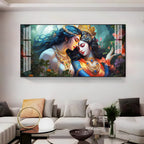 Modern Radha Krishna Acrylic Wall Art Canvas With Romantic And Spiritual Art Style