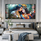Modern Radha Krishna Acrylic Wall Art Canvas With Romantic And Spiritual Art Style