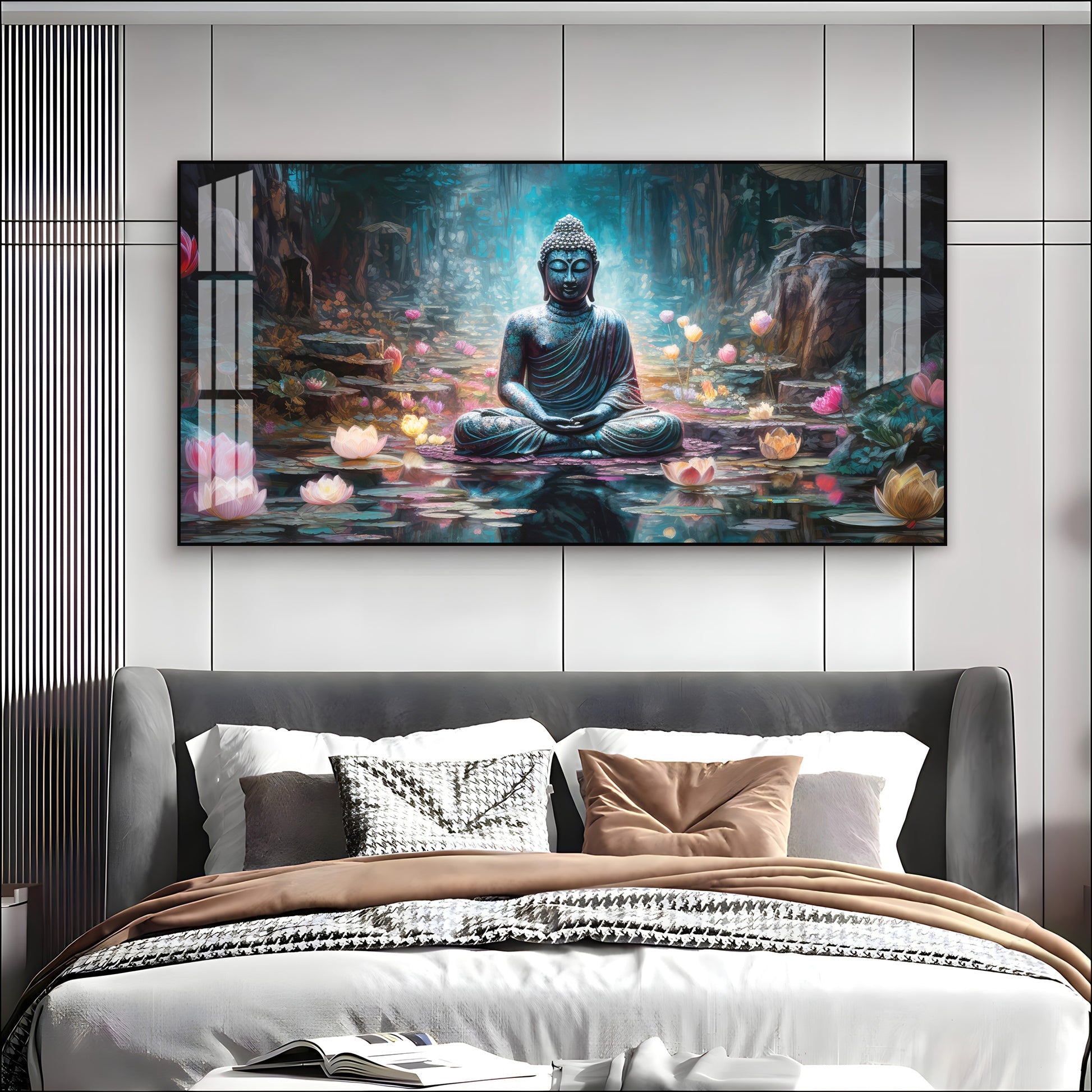Stylish Buddha Meditation Acrylic Wall Art Canvas With Nature And Peaceful Theme