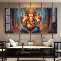 Elegant Ganesha Acrylic Wall Art Canvas With Spiritual Temple And Divine Design