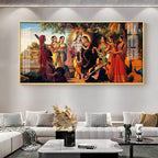 Lord Krishna Raasleela Acrylic Wall Art with Gopis and Musical Instruments