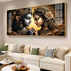 Premium Spiritual Radha Krishna Portrait Acrylic Wall Decor for Living Room