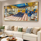 Spiritual Gurudwara Scene Acrylic Wall Painting with Devotional Gathering