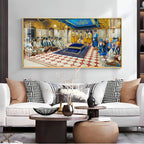 Spiritual Gurudwara Scene Acrylic Wall Painting with Devotional Gathering