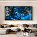 Spiritual Shiva Meditation Acrylic Wall Painting with Mystical Blue Theme