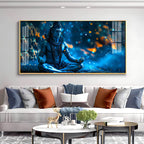 Spiritual Shiva Meditation Acrylic Wall Painting with Mystical Blue Theme