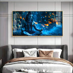Spiritual Shiva Meditation Acrylic Wall Painting with Mystical Blue Theme