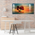 Elegant Sunset Landscape Acrylic Wall Painting with Serene Water Reflection