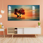 Elegant Sunset Landscape Acrylic Wall Painting with Serene Water Reflection