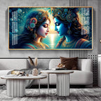 Premium Radha Krishna Ocean Sunset Theme Acrylic Wall Decor