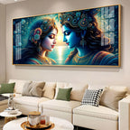 Premium Radha Krishna Ocean Sunset Theme Acrylic Wall Decor