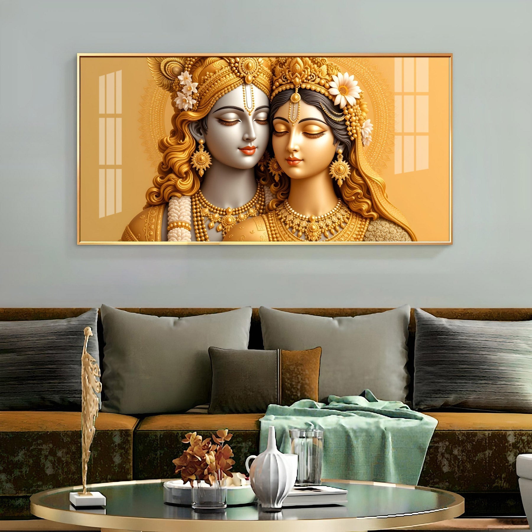 Premium Radha Krishna Royal Look Modern Acrylic Wall Painting