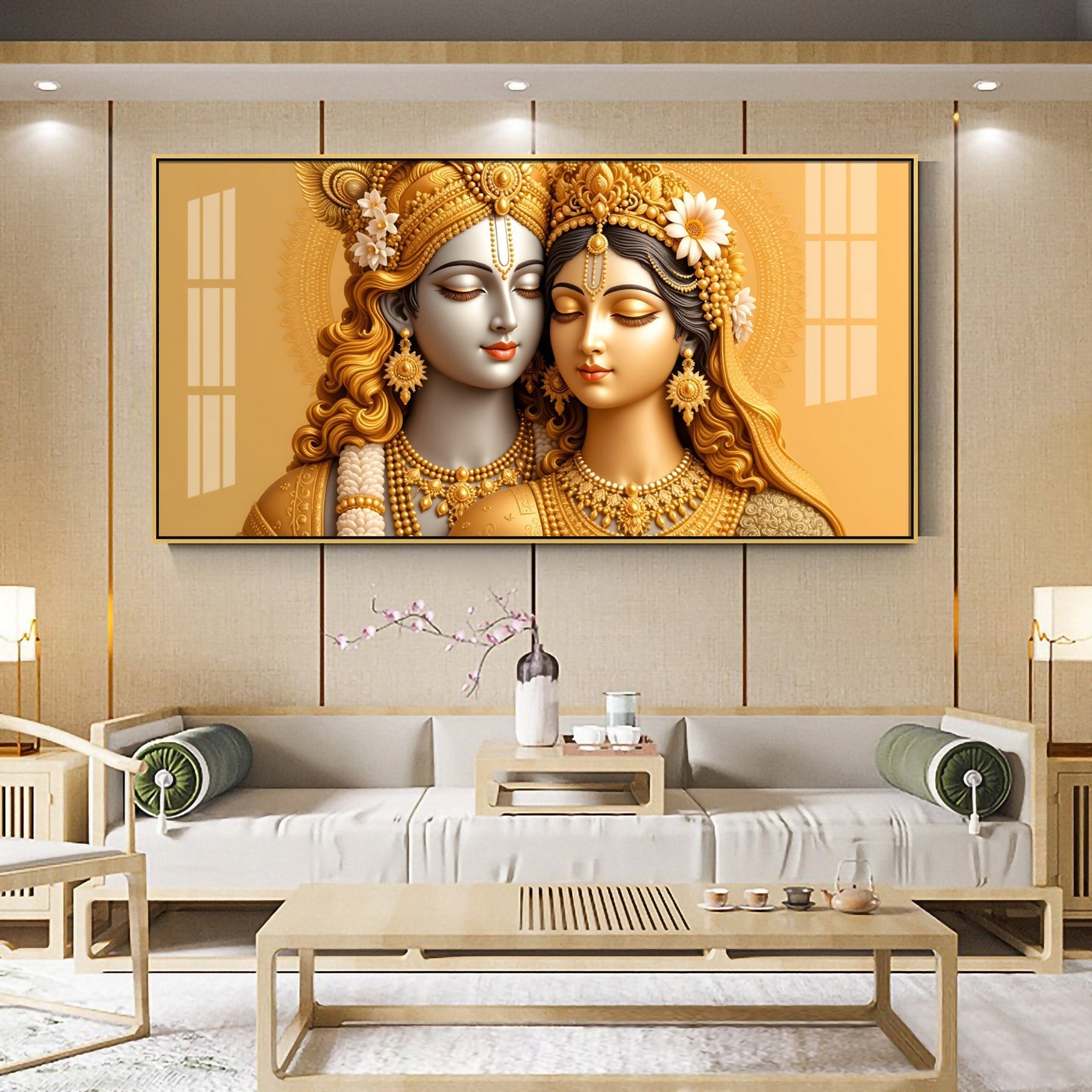 Premium Radha Krishna Royal Look Modern Acrylic Wall Painting