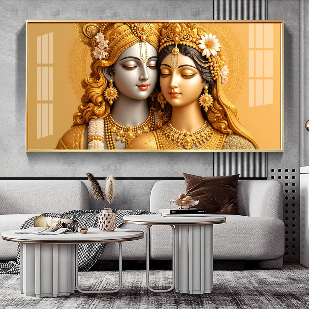 Premium Radha Krishna Royal Look Modern Acrylic Wall Painting