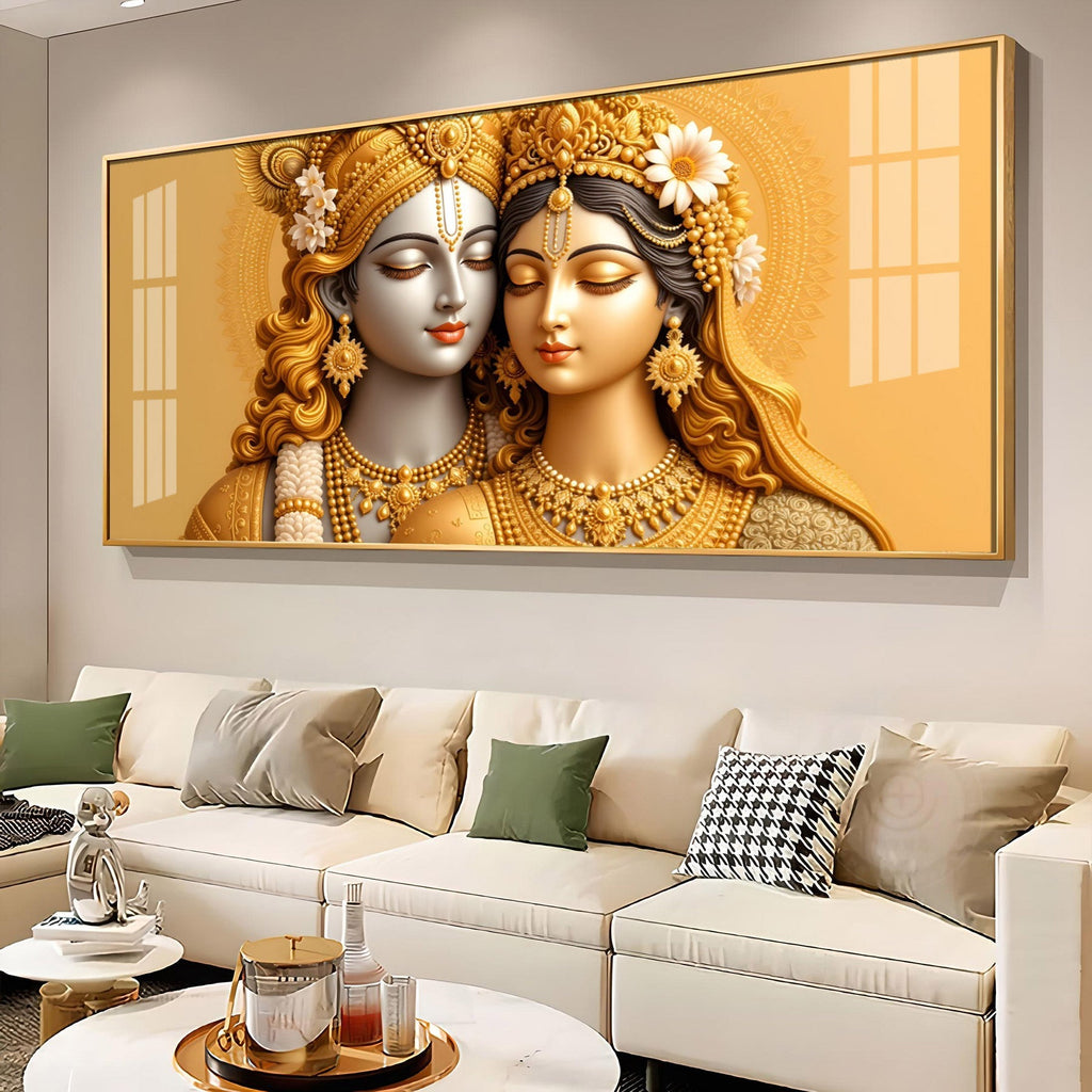Premium Radha Krishna Royal Look Modern Acrylic Wall Painting