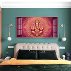 Divine Pink Mandala Lord Ganesha Premium Acrylic Wall Painting for Living Room Decor