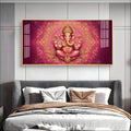 Divine Pink Mandala Lord Ganesha Premium Acrylic Wall Painting for Living Room Decor