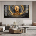 Divine Golden Buddha Meditation Cosmic Aura Premium Acrylic Wall Painting